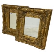 Pair rectangular ornate gilt mirrors