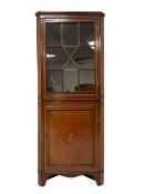 Edwardian inlaid mahogany corner cabinet