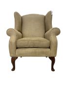 Queen Anne design wingback armchair