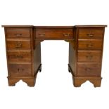 Merryweather of Holloway London - early Edwardian mahogany twin pedestal breakfront desk