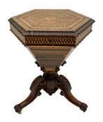 Victorian Scottish walnut hexagonal work table