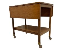 Mid-20th century teak drop-leaf two-tier drinks trolley