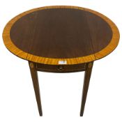 Small Edwardian Revival mahogany and satinwood banded Pembroke table