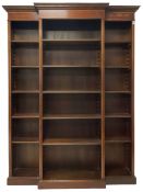 Georgian design inlaid mahogany breakfront open bookcase