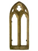 Weathered composite stone architectural Gothic tracery window