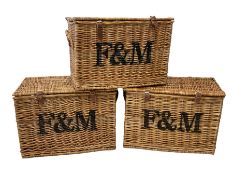 Set three Fortnum & Mason wicker picnic hampers or baskets