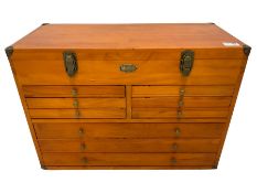 Cherry wood finish collectors chest or cabinet