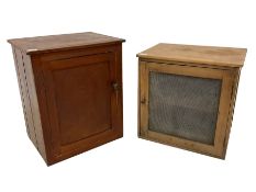 Late 19th century pine meat safe enclosed by wire mesh door (W48cm