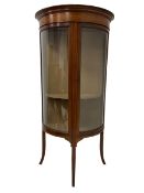 Edwardian inlaid mahogany bow-front display cabinet