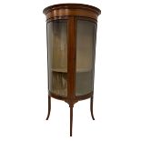 Edwardian inlaid mahogany bow-front display cabinet