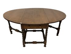 19th century oak drop leaf dining table
