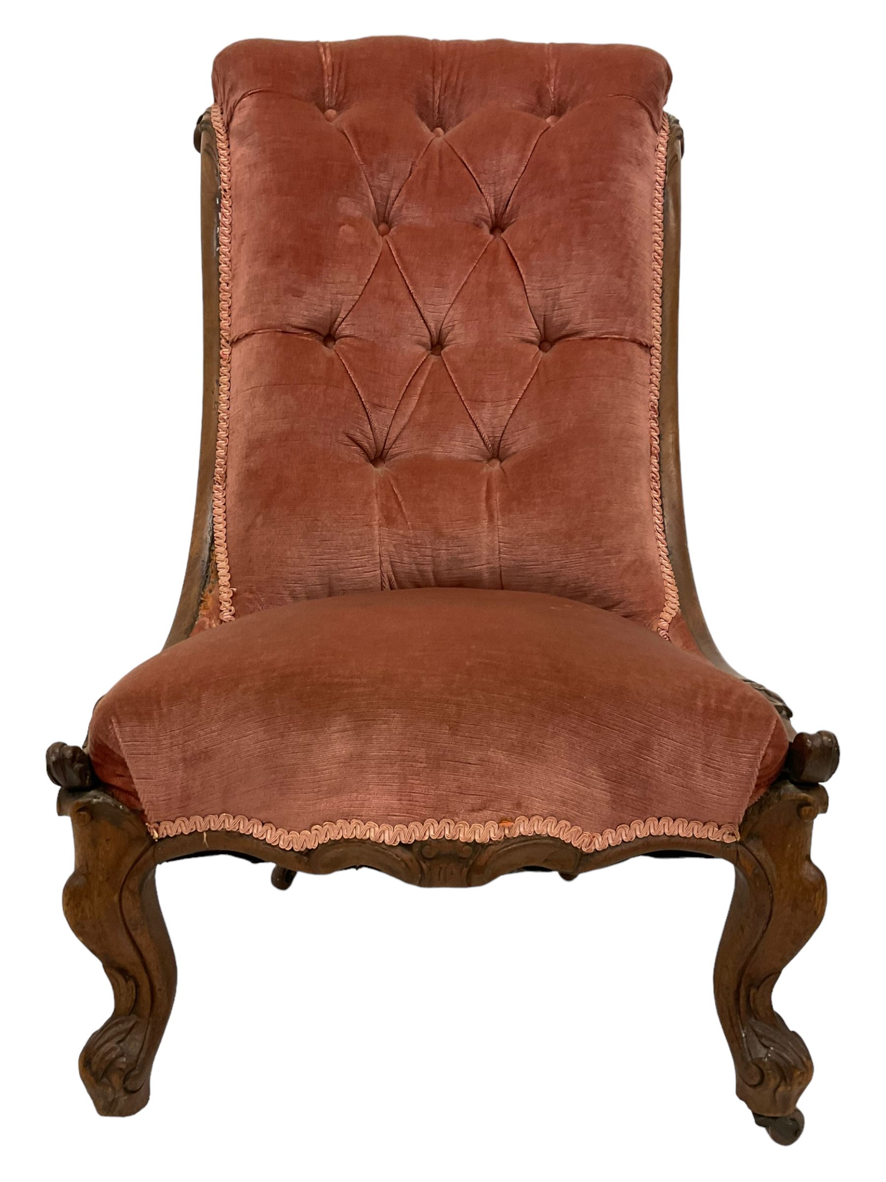 William IV walnut framed nursing chair