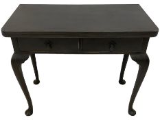 Mid-20th century black and waxed finish walnut tea table