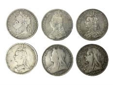 George IIII 1822 crown coin and five Queen Victoria crowns dated 1889
