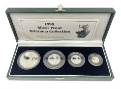 The Royal Mint United Kingdom 1998 silver proof Britannia four coin set