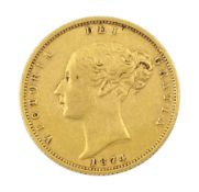 Queen Victoria 1874 gold half sovereign coin