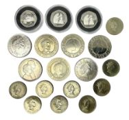 Seven Queen Elizabeth II UK five pound coins