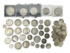 Approximately 450 grams of Great British pre 1920 silver coins including Queen Victoria 1890 and 189
