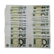 Forty-eight Bank of England one pound banknotes