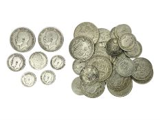 Approximately 45 grams of Great British pre 1920 silver coins and approximately 195 grams of pre 194