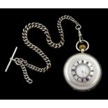 Early 20th century silver half hunter keyless lever pocket watch by Rotherhams