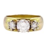 14ct gold three stone round brilliant cut diamond ring