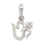 18ct white gold round brilliant cut diamond Om pendant