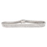 18ct white gold three row round brilliant cut diamond bracelet