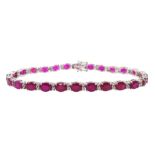 18ct white gold oval ruby and diamond bracelet