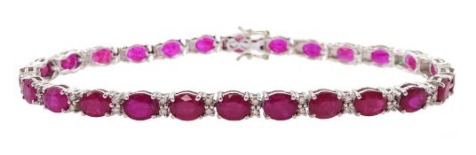 18ct white gold oval ruby and diamond bracelet