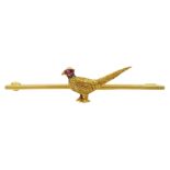 Early 20th century 9ct gold enamel pheasant brooch by Alabaster & Wilson