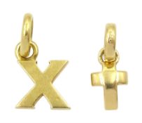 Links of London two 18ct gold X and cross pendant / charms
