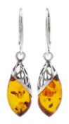 Pair of Baltic amber pendant stud earrings