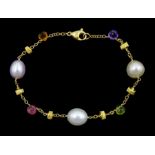 Marco Bicego Paradise 18ct gold multi gemstone and pearl bracelet