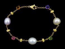 Marco Bicego Paradise 18ct gold multi gemstone and pearl bracelet