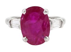 18ct white gold oval cut ruby ring