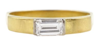 Boodles 18ct gold single stone emerald cut diamond ring