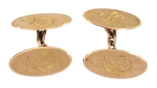 Pair of Edwardian 9ct rose gold cufflinks