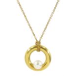Mikimoto 18ct gold pearl circular pendant necklace