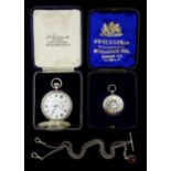 Early 20th century silver half hunter keyless lever presentation pocket watch by J. W. Benson