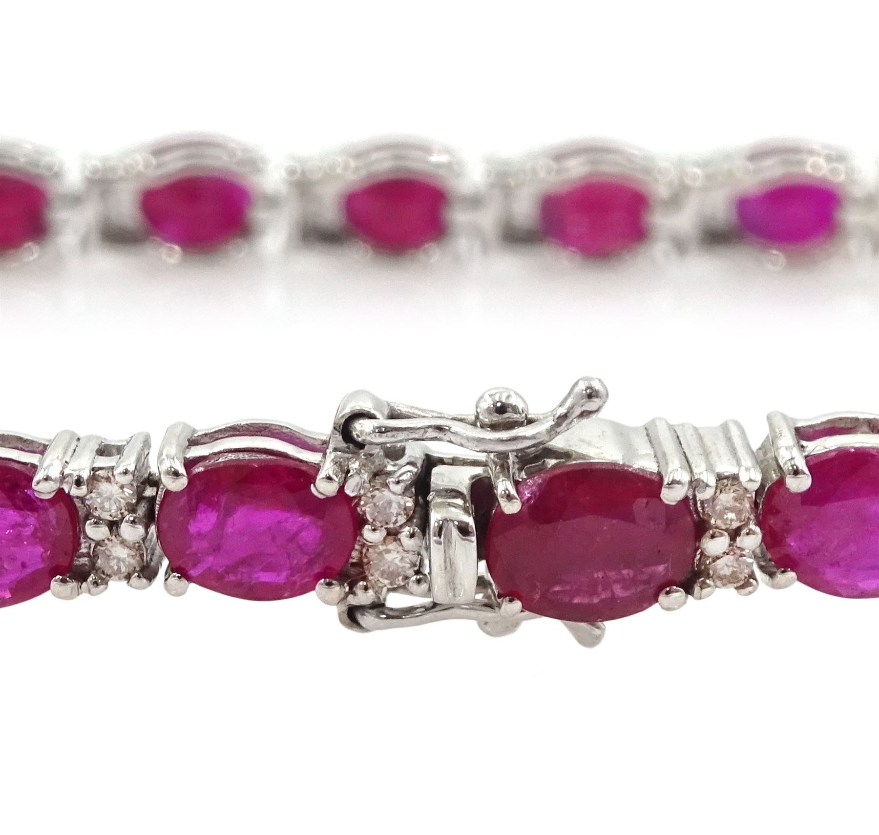 18ct white gold oval ruby and diamond bracelet - Image 2 of 3