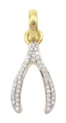 Links of London 18ct gold pave set diamond wishbone pendant / charm