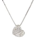 18ct white gold pave set round brilliant cut diamond pendant necklace
