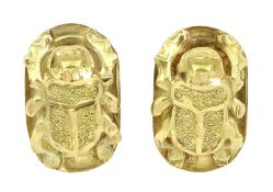 Gold scarab beetle stud earrings