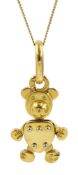 18ct gold articulated teddy bear pendant / charm
