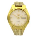 Seiko 5 gentleman's gold-plated stainless steel automatic bracelet wristwatch