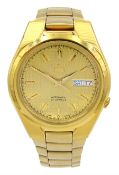 Seiko 5 gentleman's gold-plated stainless steel automatic bracelet wristwatch