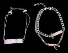 Dior Diorissimo pink choker necklace and one other Dior logo and bow choker necklace