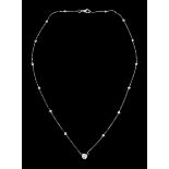 18ct white gold bezel set round brilliant cut diamond link necklace
