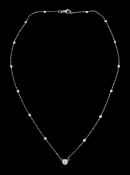 18ct white gold bezel set round brilliant cut diamond link necklace